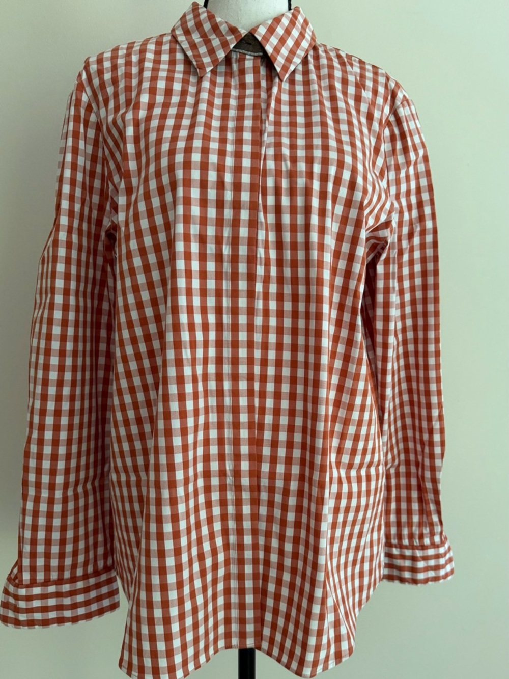 Lafayette 148 Women's Rust & White Gingham Button-Front Shirt